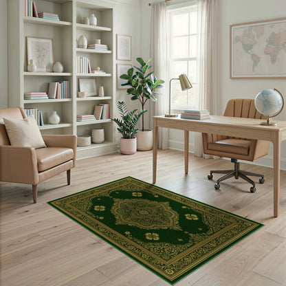Green Gold Ornate Persian Area Rug
