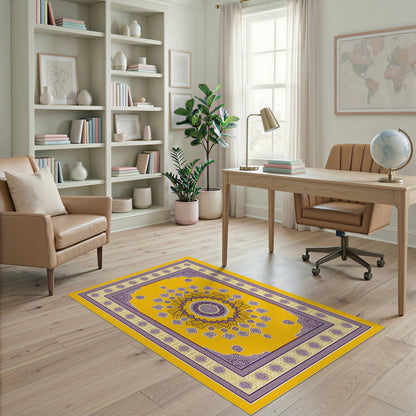 Yellow Persian Medallion Area Rug