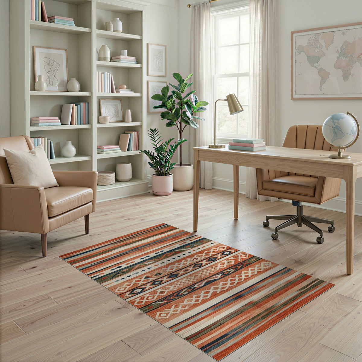 Southwestern Orange Geometric Area Rug