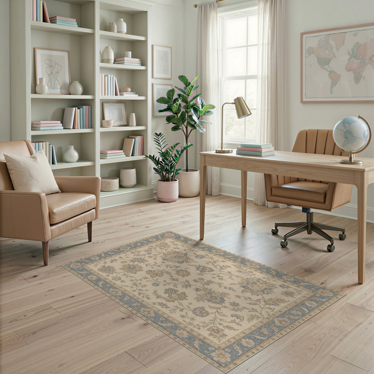 Blue Floral Vintage Area Rug