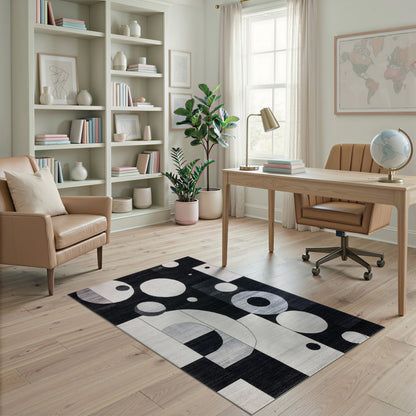 Black White Geometric Area Rug