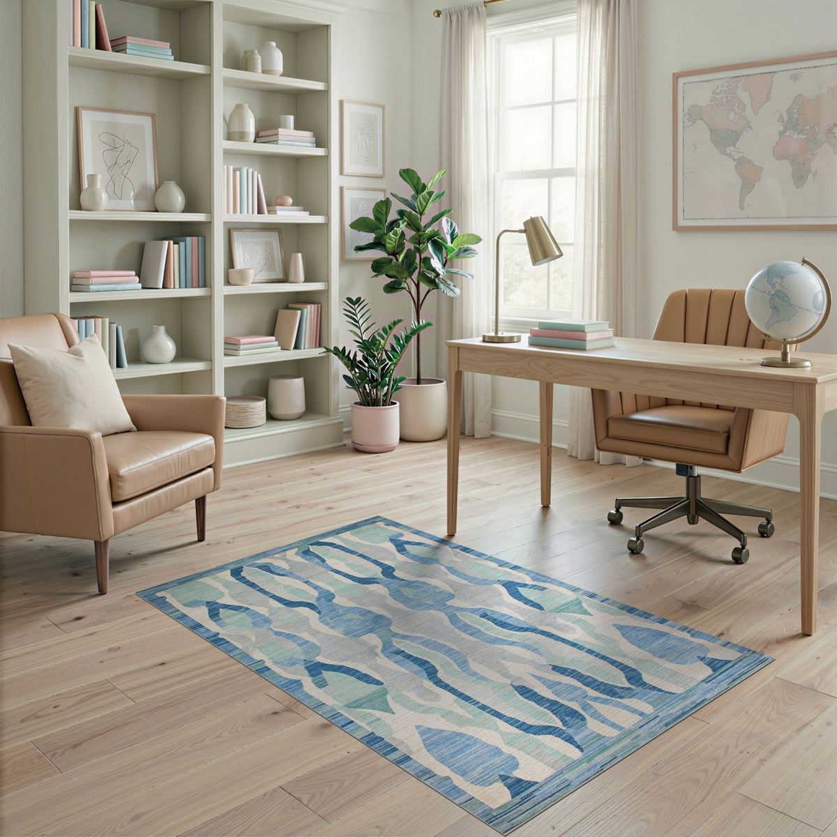 Blue and Teal Geometric Modern Blue Teal Geometric Area Rug