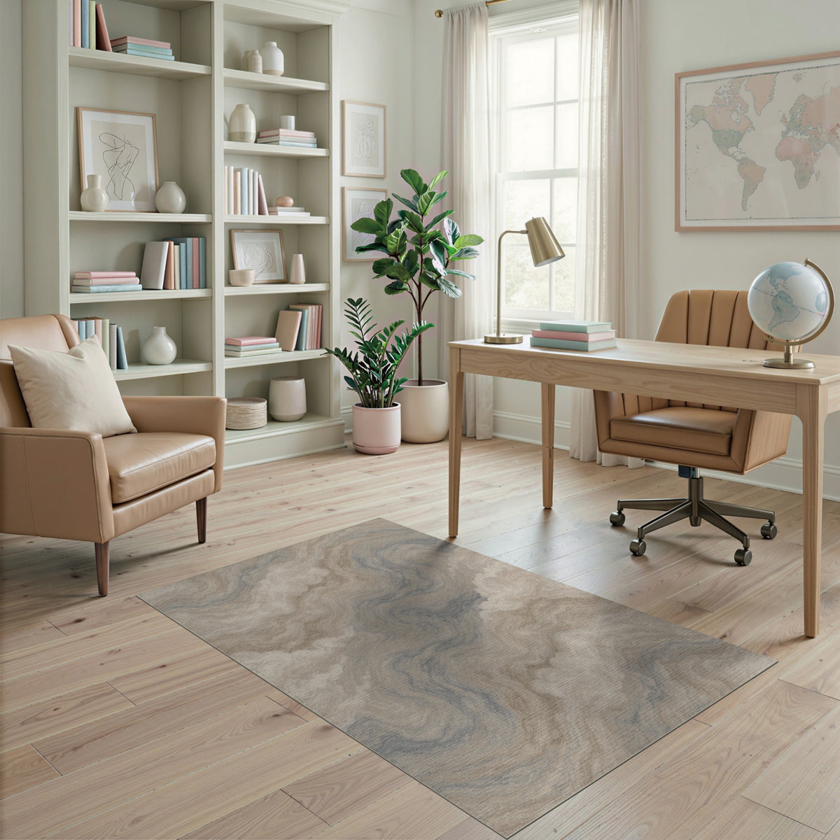 Beige Cloud Swirl Abstract Area Rug