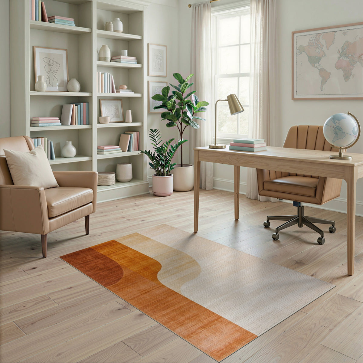 Abstract Area Wave Abstract Orange Wave Area Rug