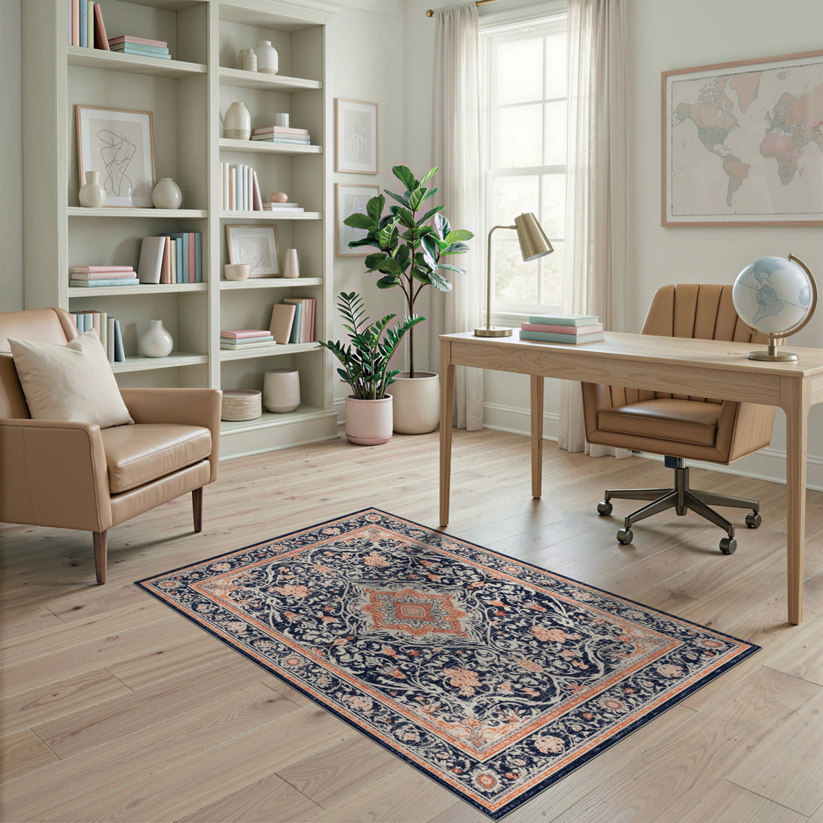 Navy Blue Floral Vintage No. 11 Area Rug