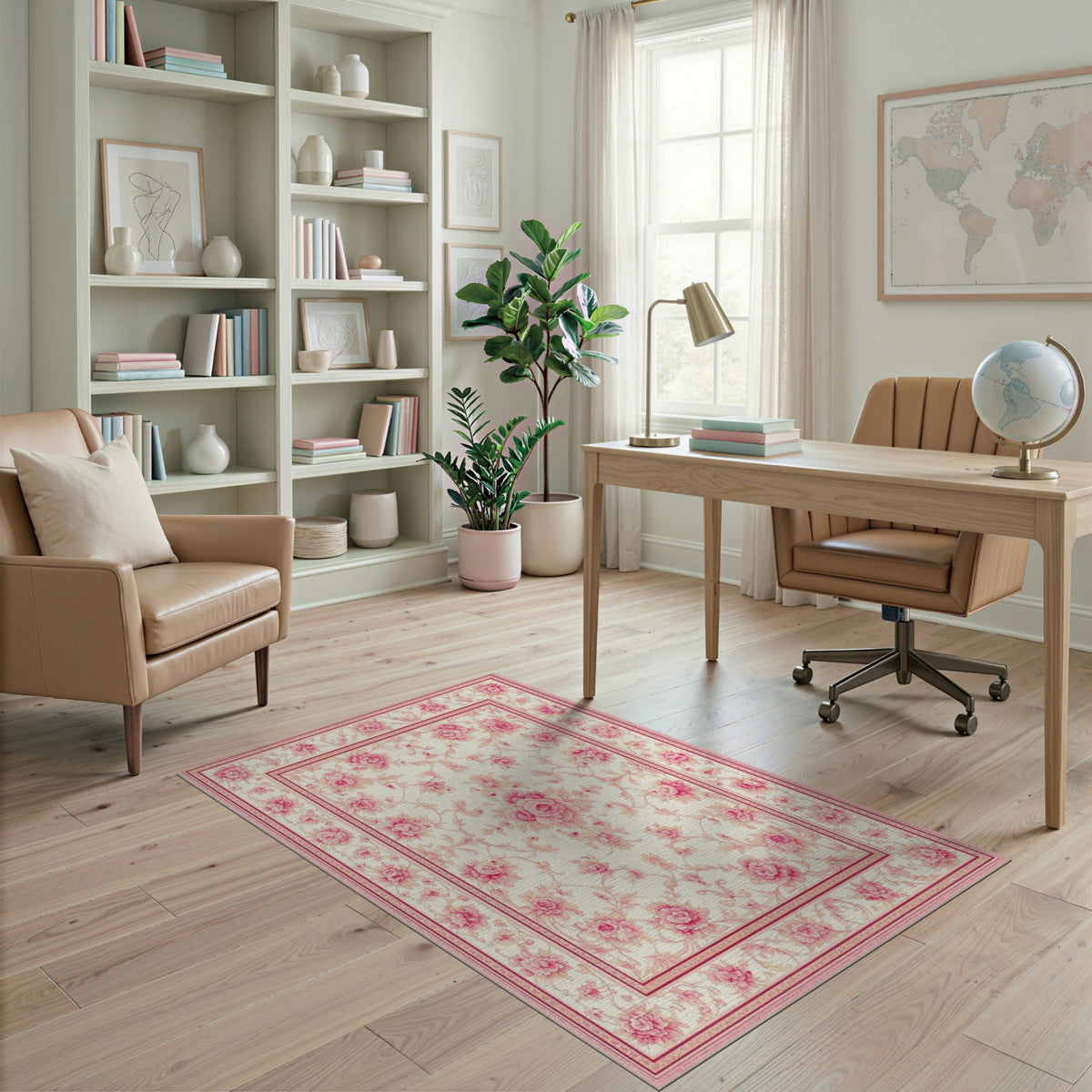 Pink Rose Floral Vintage No. 24 Area Rug