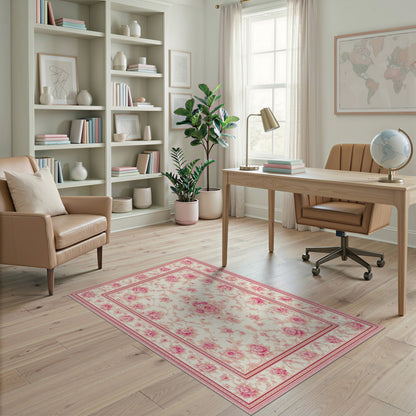 Pink Rose Floral Vintage No. 24 Area Rug