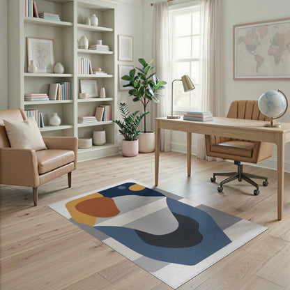 Abstract Multi-Color Blue and Brown Area Rug