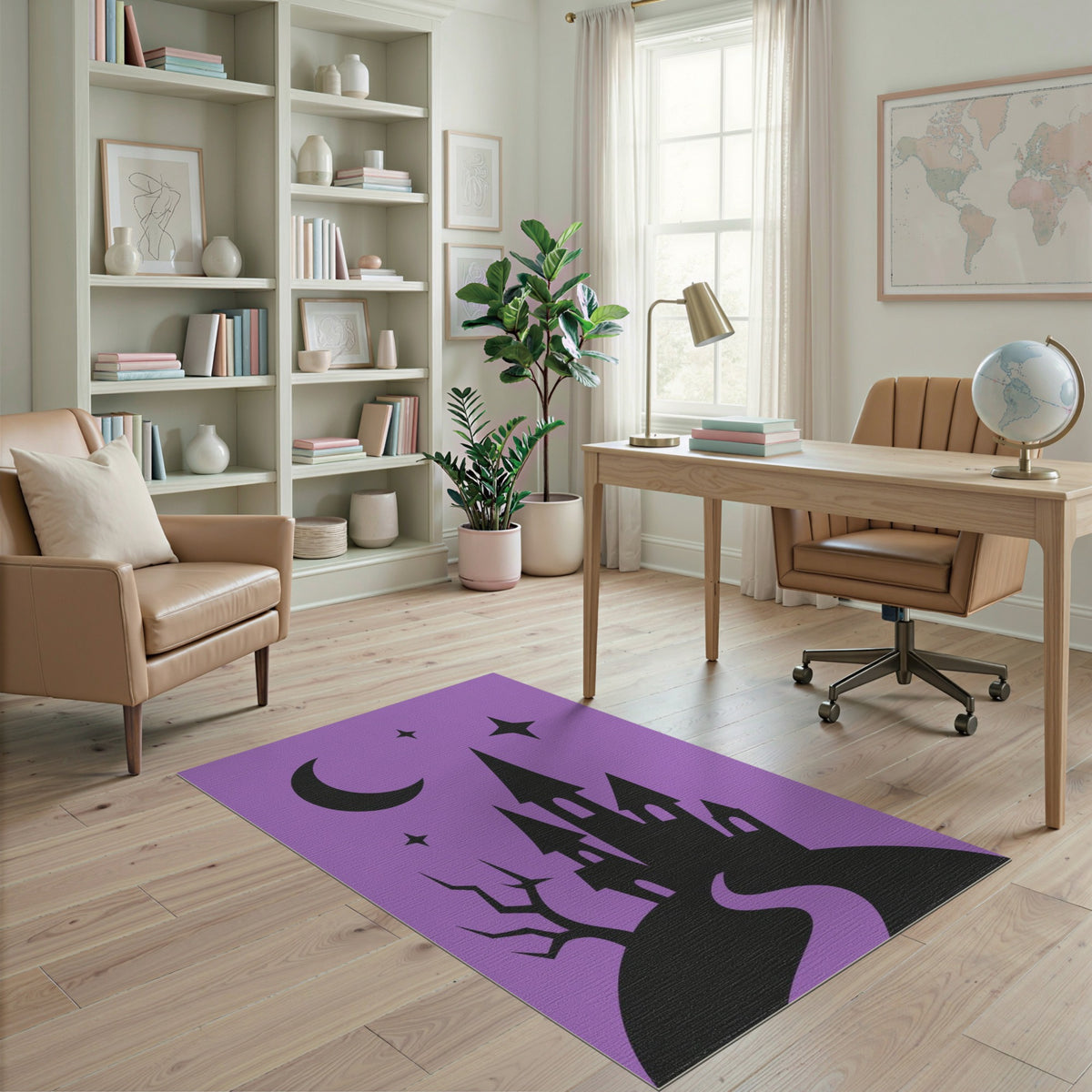Purple Spooky Castle Silhouette Rug