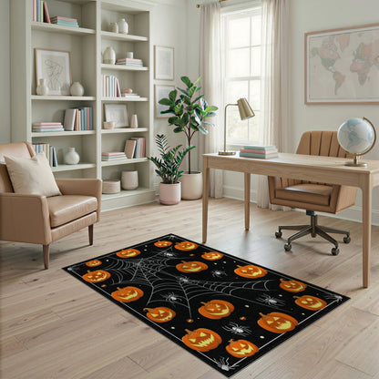 Halloween Pumpkin Spiderweb Area Rug