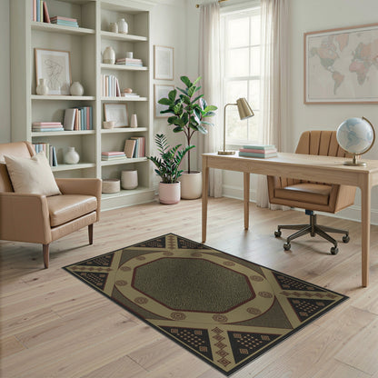 Beige Octagon Medallion Area Rug