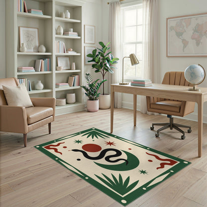 Green Snake Moon Abstract Area Rug