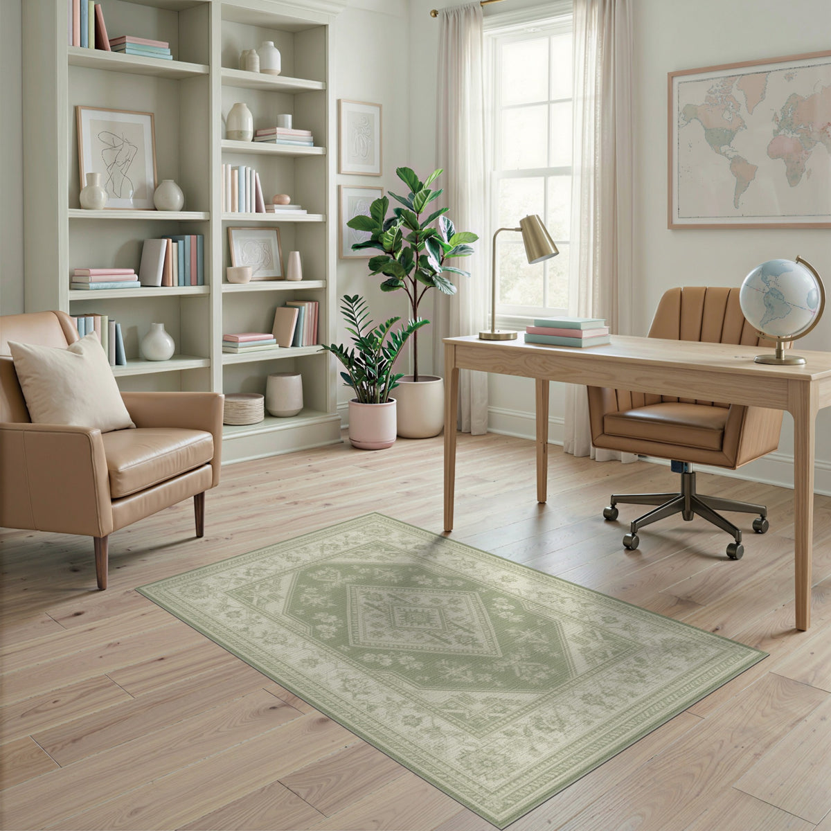 Traditional Persian Sage Green Traditional Persian Area Rug