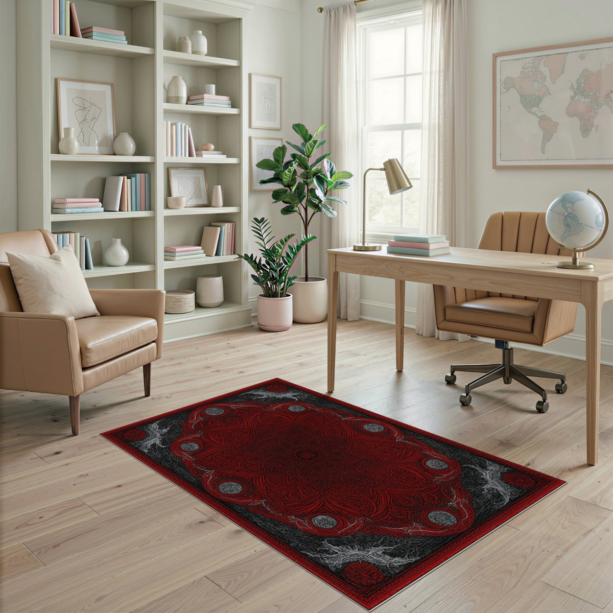Red Ornate Medallion Persian Traditional Persian Area Rug