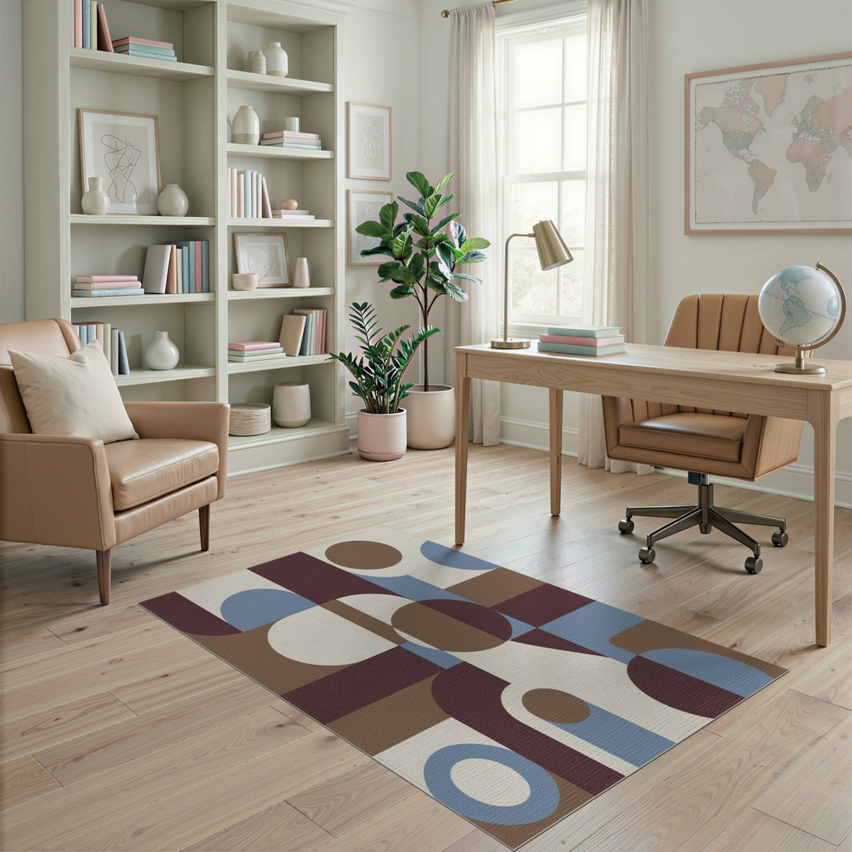 Brown and Tan Geometric Brown Tan Modern Area Rug