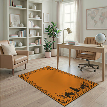 Orange Cat Pumpkin Washable Area Rug