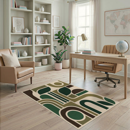 Green Geometric Modern Area Rug