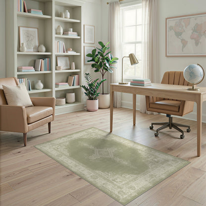 Distressed Vintage Sage Green Distressed Vintage Area Rug