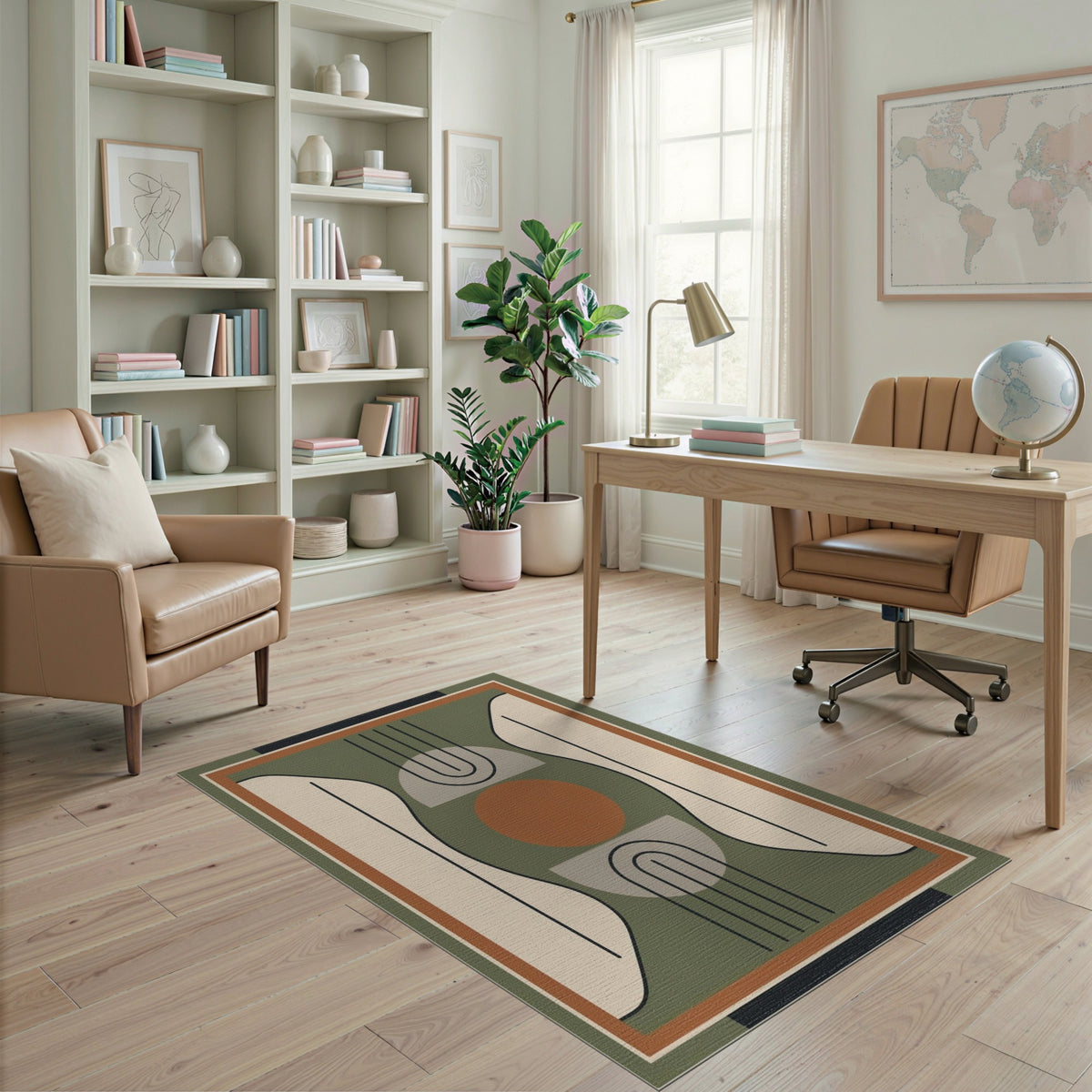 Green Geometric Arch Area Rug