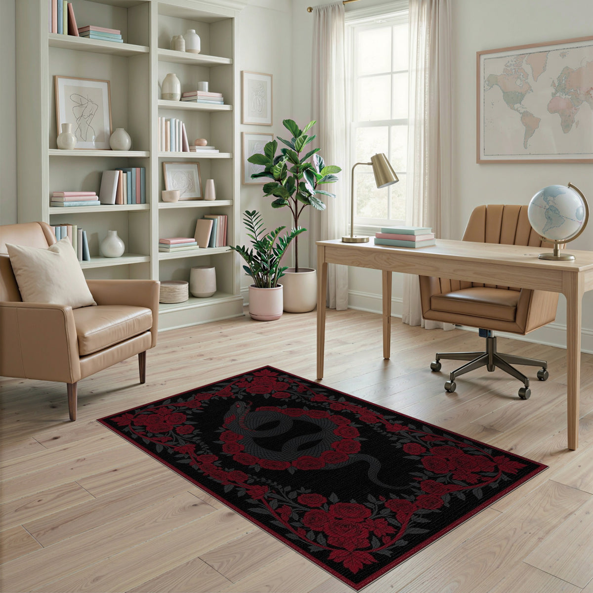Red Rose Serpent Area Rug