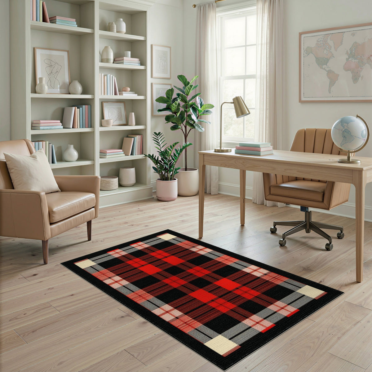 Red Geometric Modern Red Buffalo Plaid Area Rug