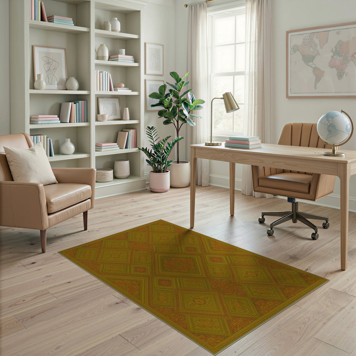 ODIKA Olive Green Diamond Persian Rug