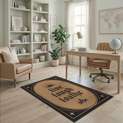 Brown and Tan Live Laugh Loathe Vintage Area Rug