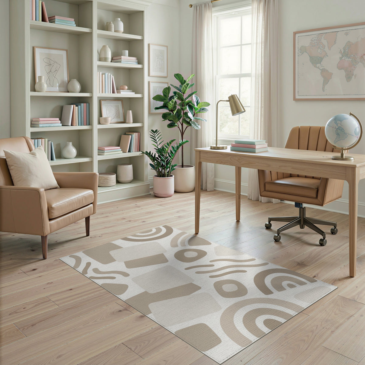 Beige Abstract Neutral Beige and Neutral Area Rug