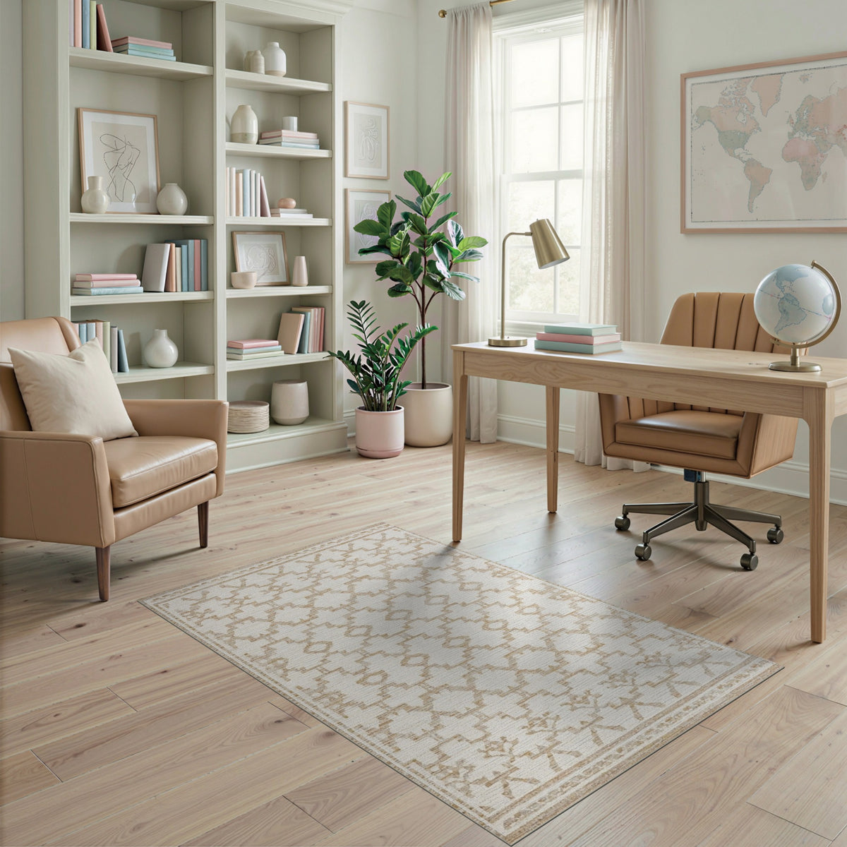 Beige Geometric Heritage Area Rug