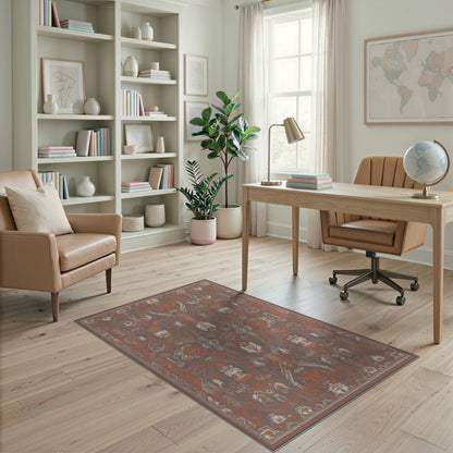 Orange Tribal Geometric Area Rug