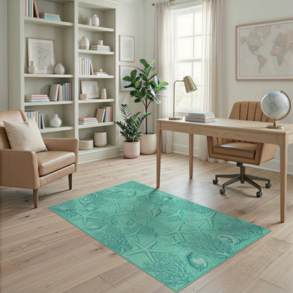 Blue and Teal Starfish Coastal Area Rug