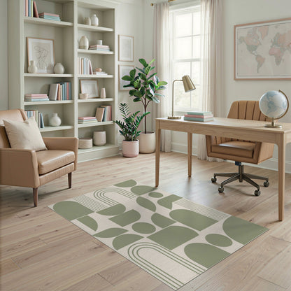Green Geometric Arch Area Rug