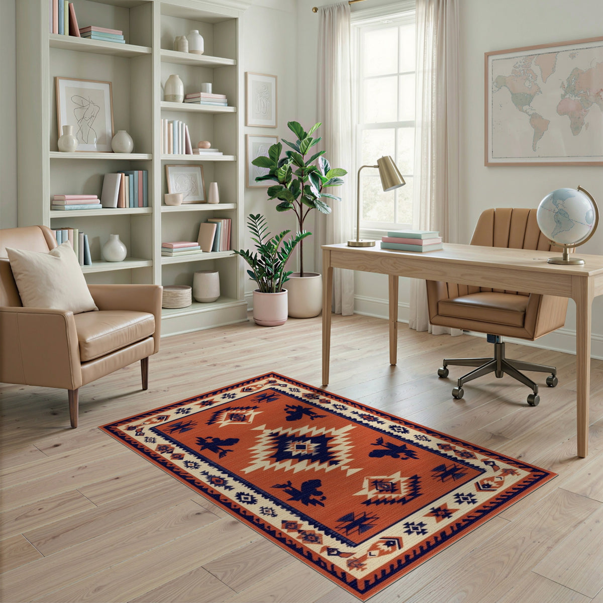Southwestern Orange Geometric No. 27 Area Rug