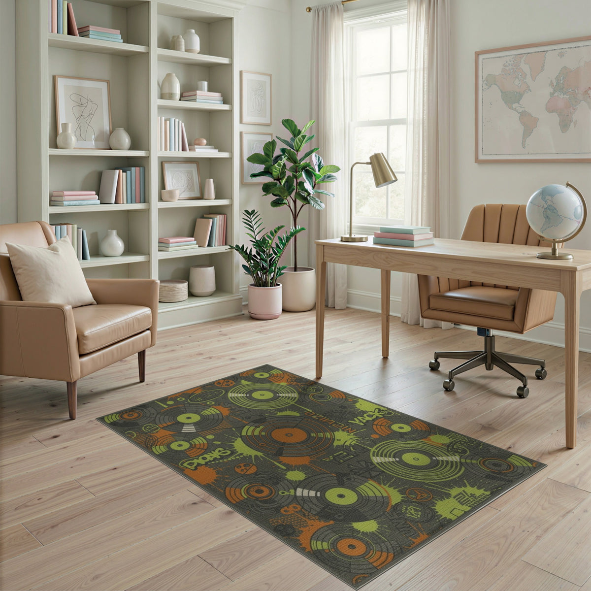 Neon Vinyl Record Area Rug