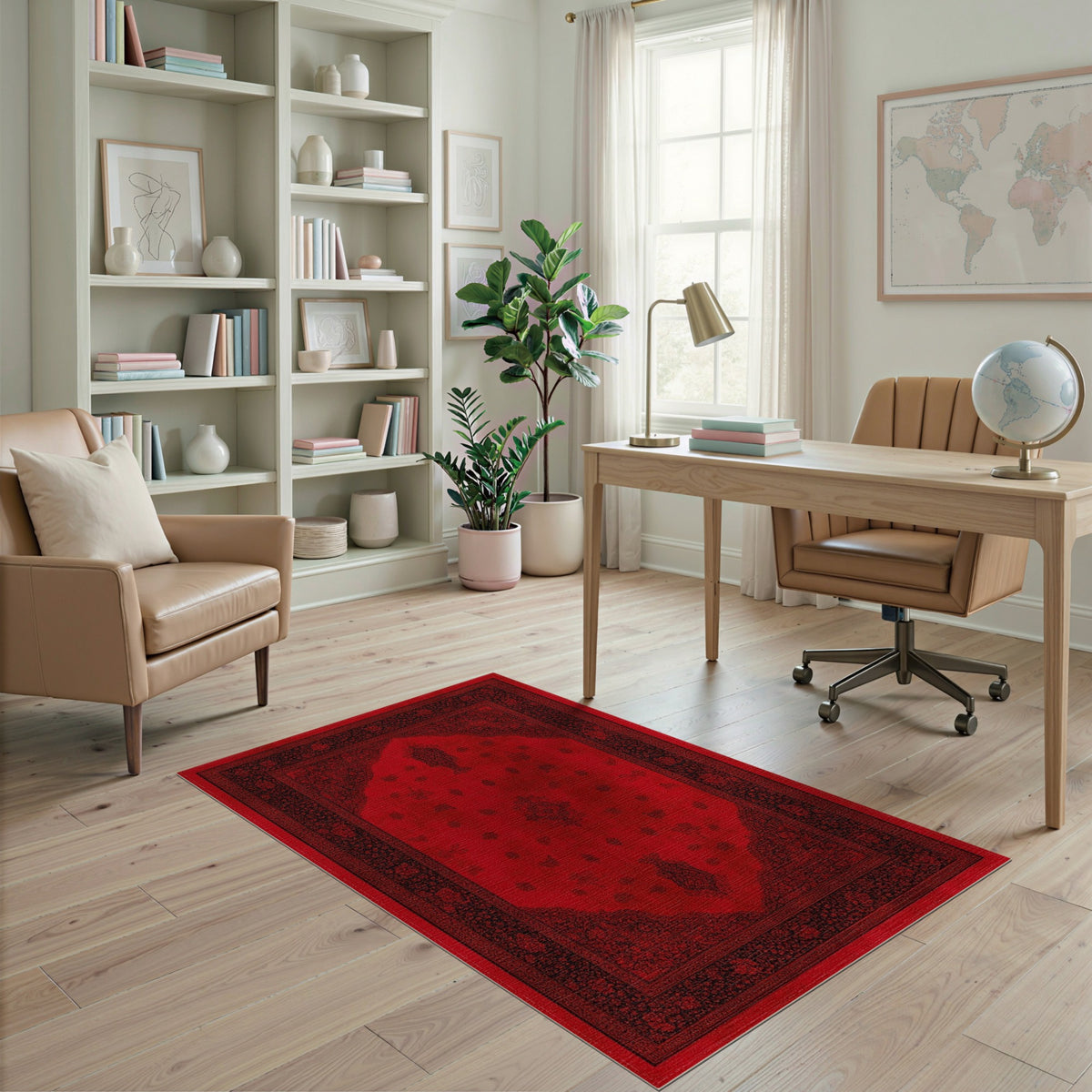 Deep Red Deep Red Persian Medallion Area Rug