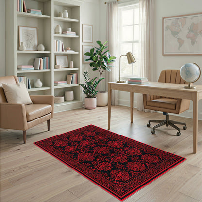 Traditional Persian Red Bold Red Persian Floral Area Rug