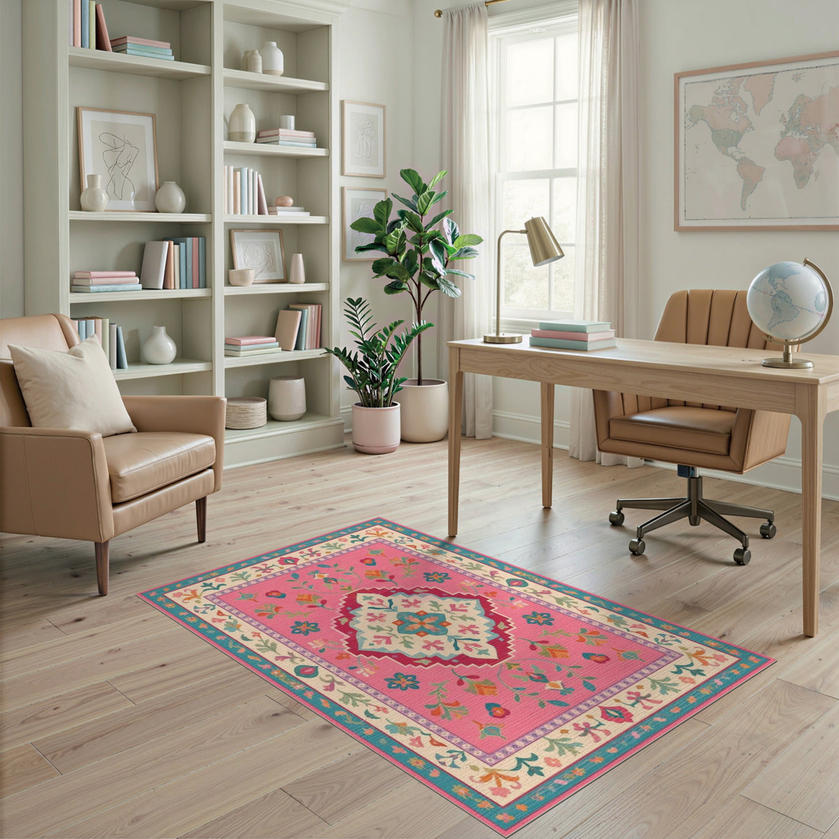 Pink Floral Vintage Area Rug