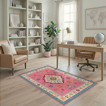 Pink Floral Vintage Area Rug