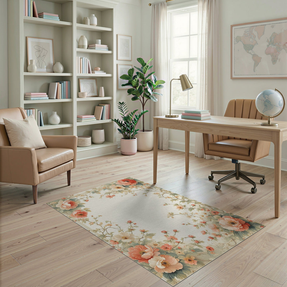 Pink Floral Vintage Area Rug