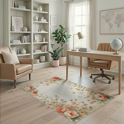 Pink Floral Vintage Area Rug