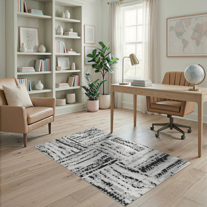 Black White Abstract Area Rug