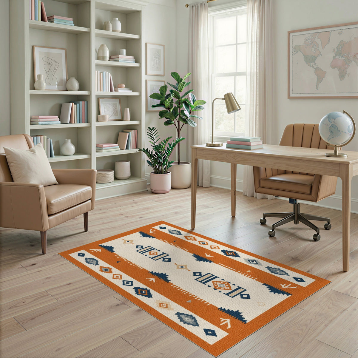 Orange Southwestern Geometric Area Rug
