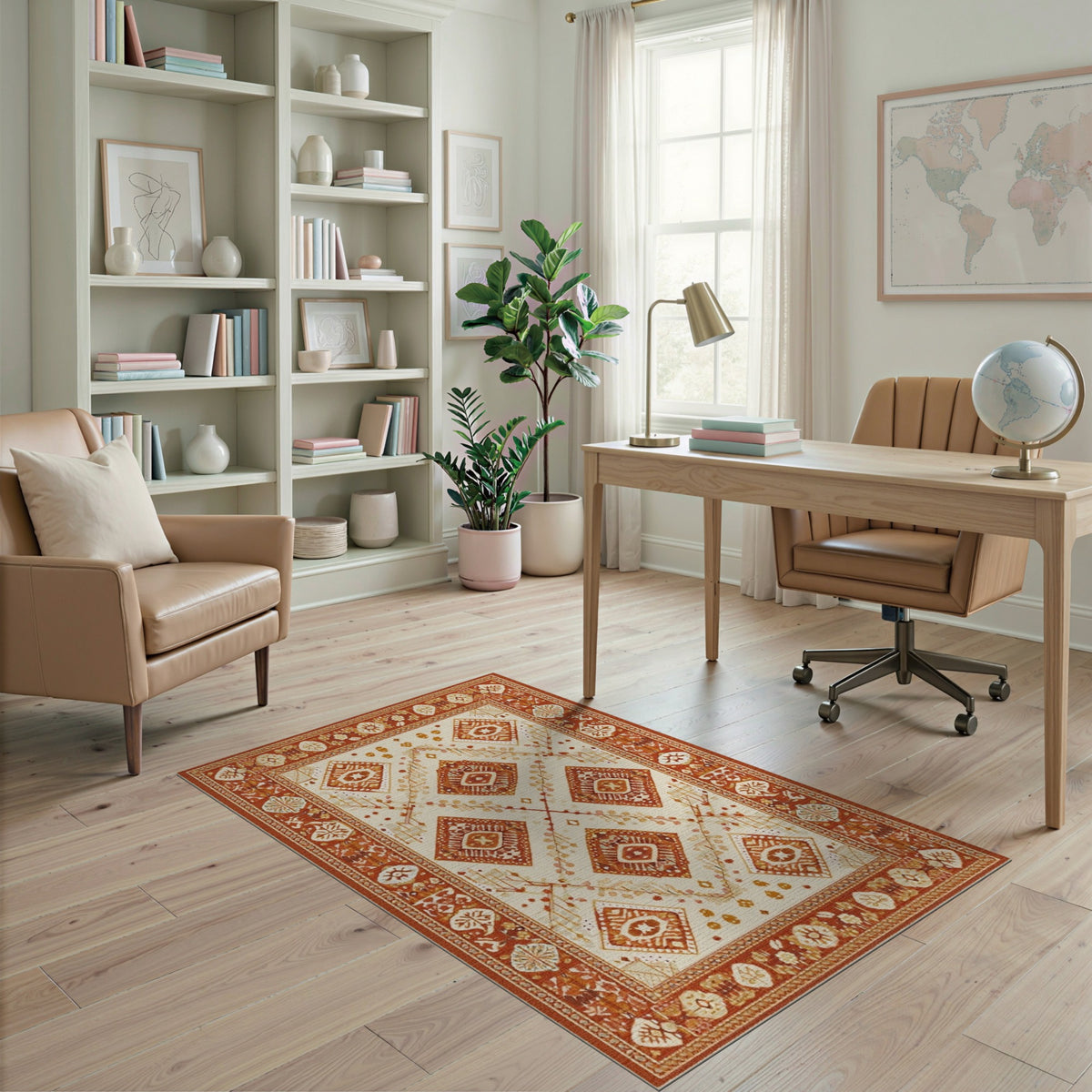 Southwestern Orange Geometric Area Rug
