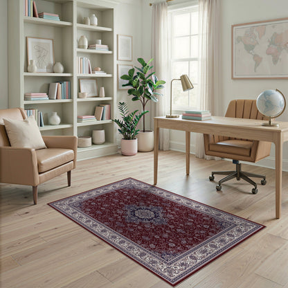 Red Traditional Persian Red Floral Medallion Traditional Persian Area Rug