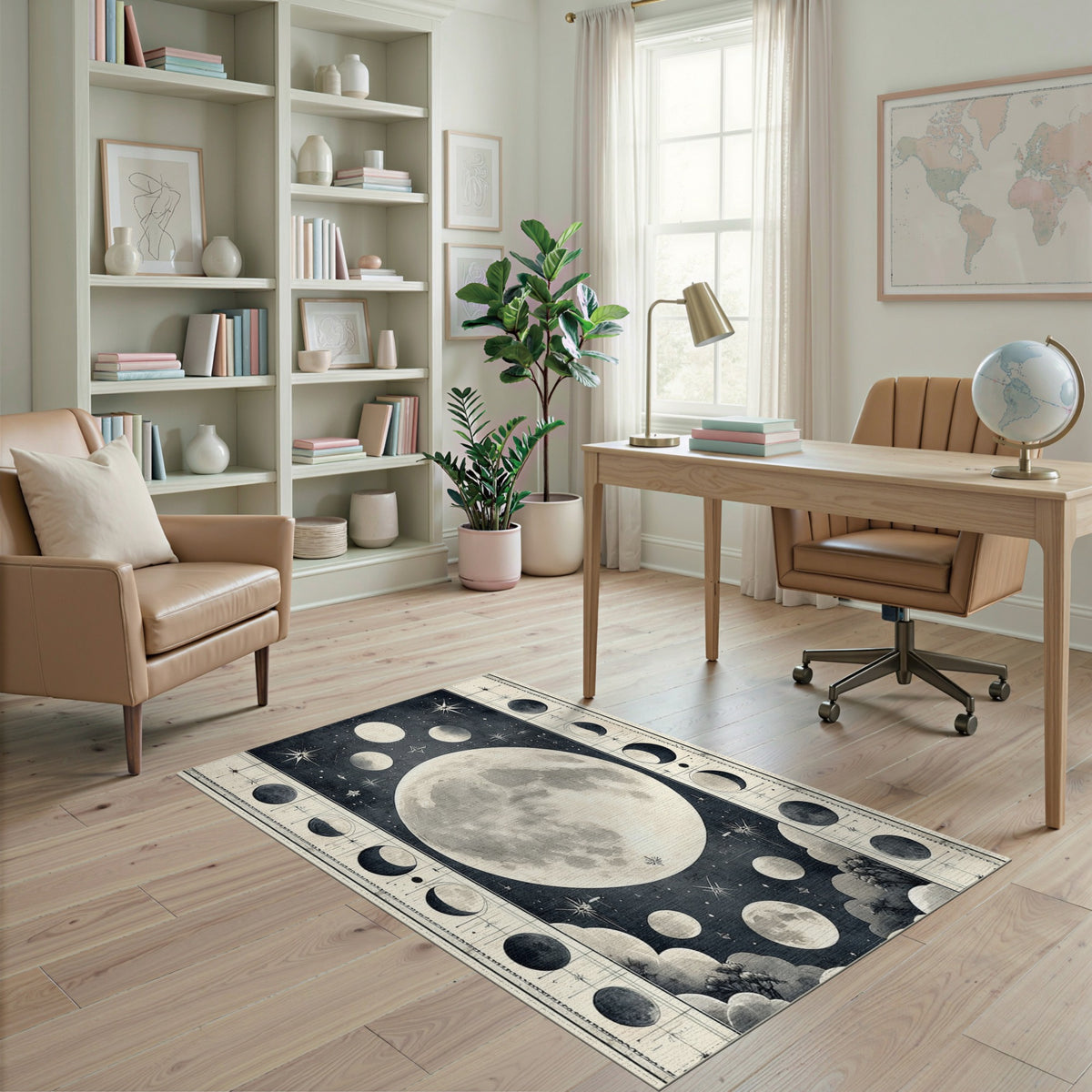Celestial Moon Phases Washable Rug