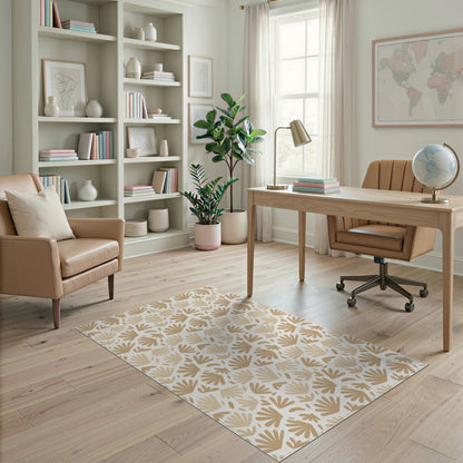 Beige Abstract Fan Area Rug
