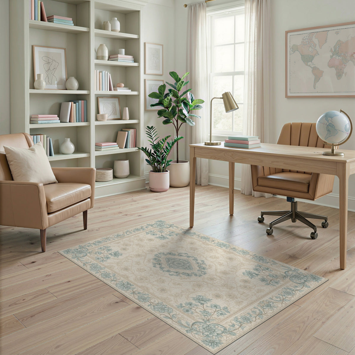 Blue Teal Floral Vintage No. 42 Area Rug