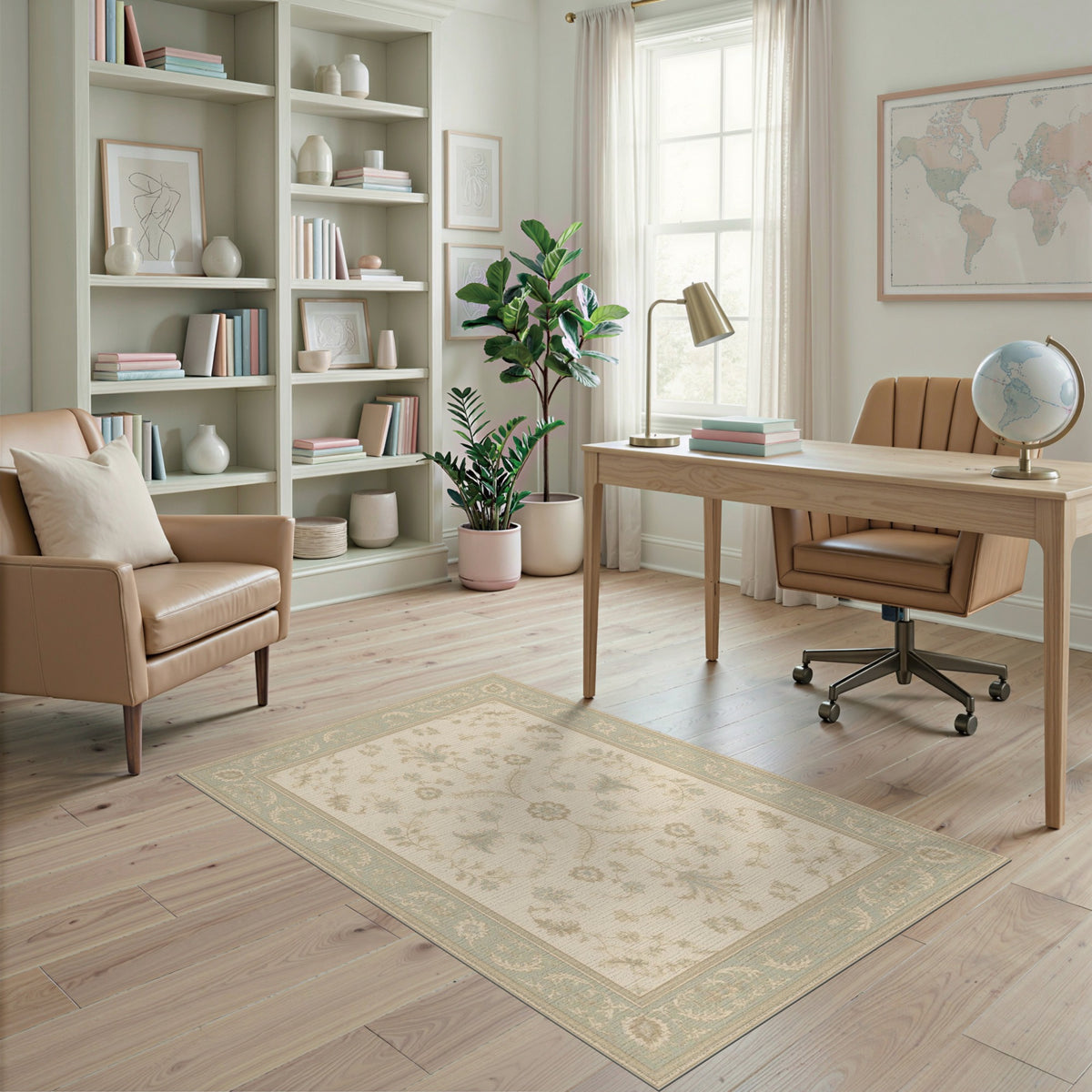 ODIKA Beige Floral Medallion Vintage Area Rug
