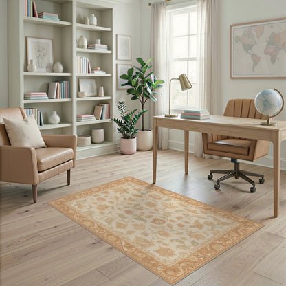Beige Vintage Floral Vine Area Rug