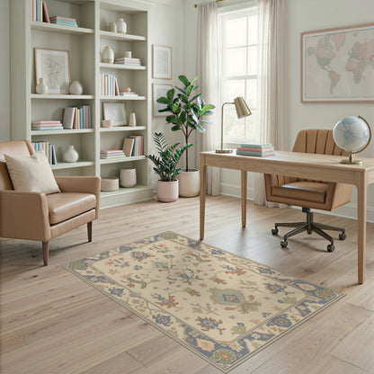 Beige Persian Floral Medallion Rug